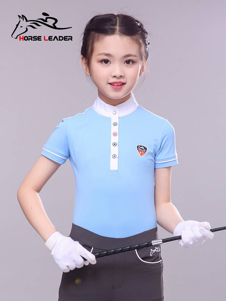 Summer equestrian T -shirt short -sleeved children's equestrian clothing men's horse riding equivalent equipment set women riding clothes