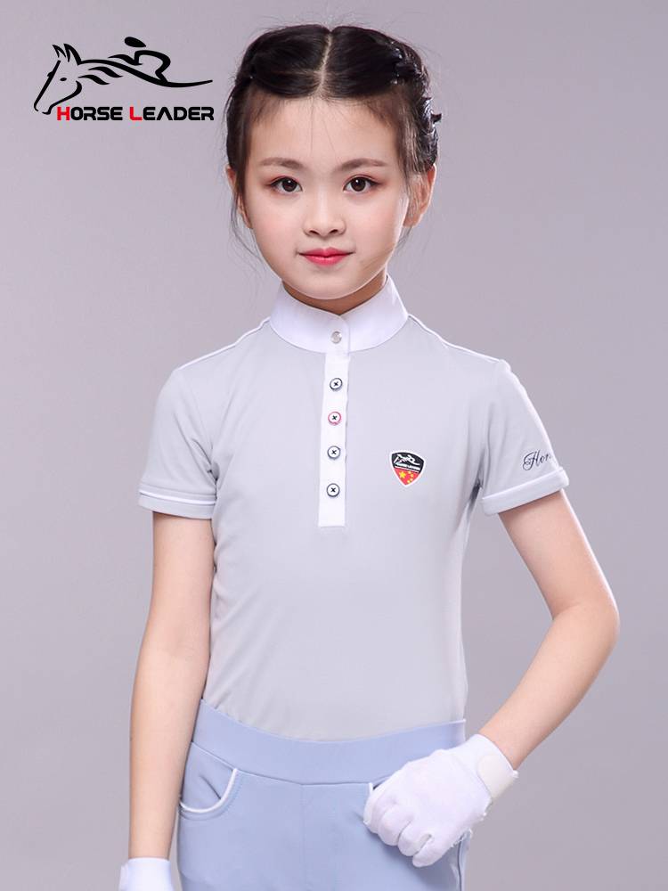 Summer equestrian T -shirt short -sleeved children's equestrian clothing men's horse riding equivalent equipment set women riding clothes