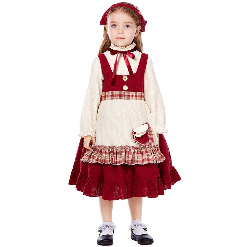 Children selling matchmates Little girl clothing Little Red House Pastoral Farm maid Civilian poor stage performances to perform clothes