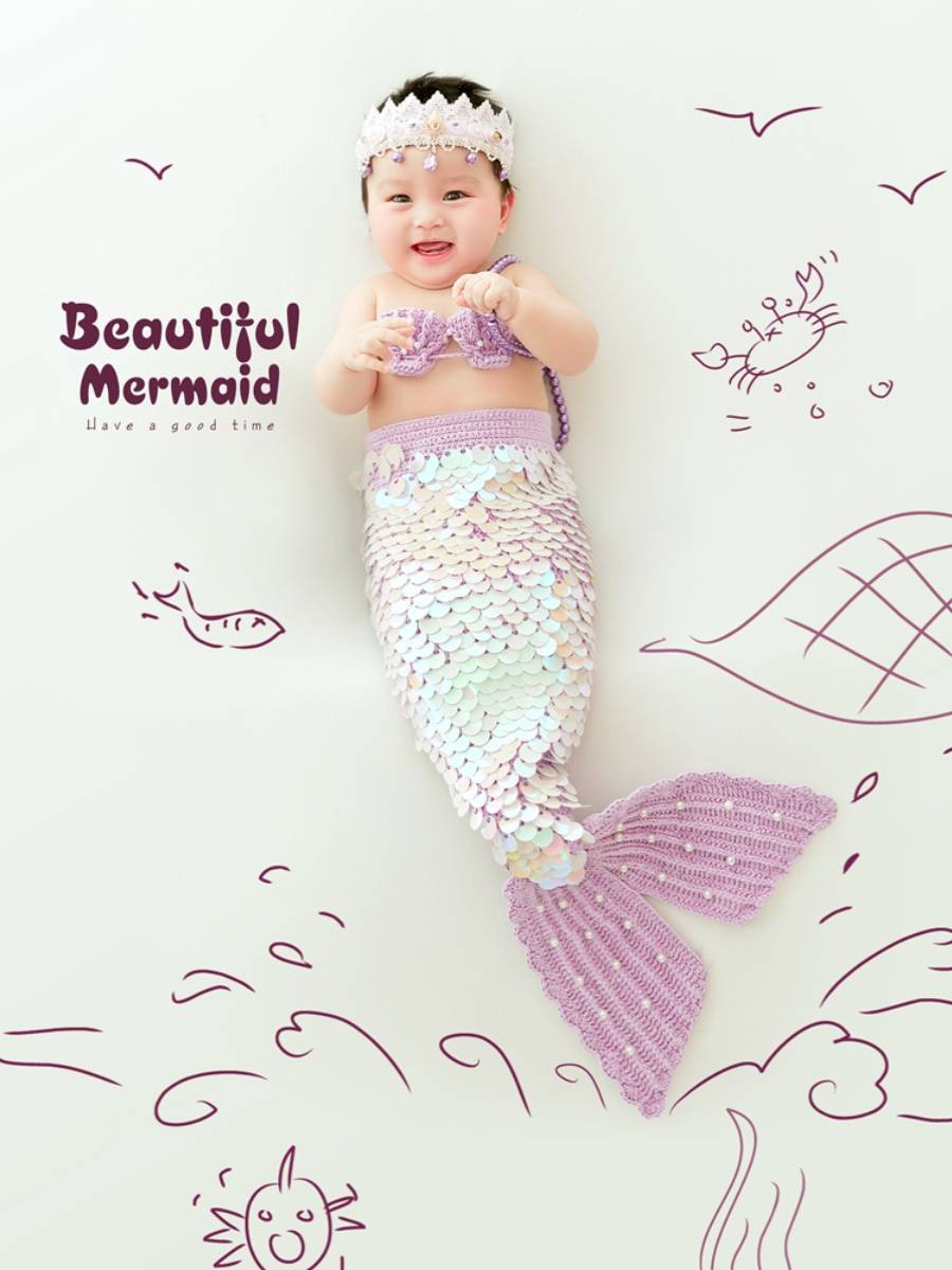 Rental photo set, Xiao Xi Baby shooting props photo studio children's theme photography 100 days Mermaid clothing new
