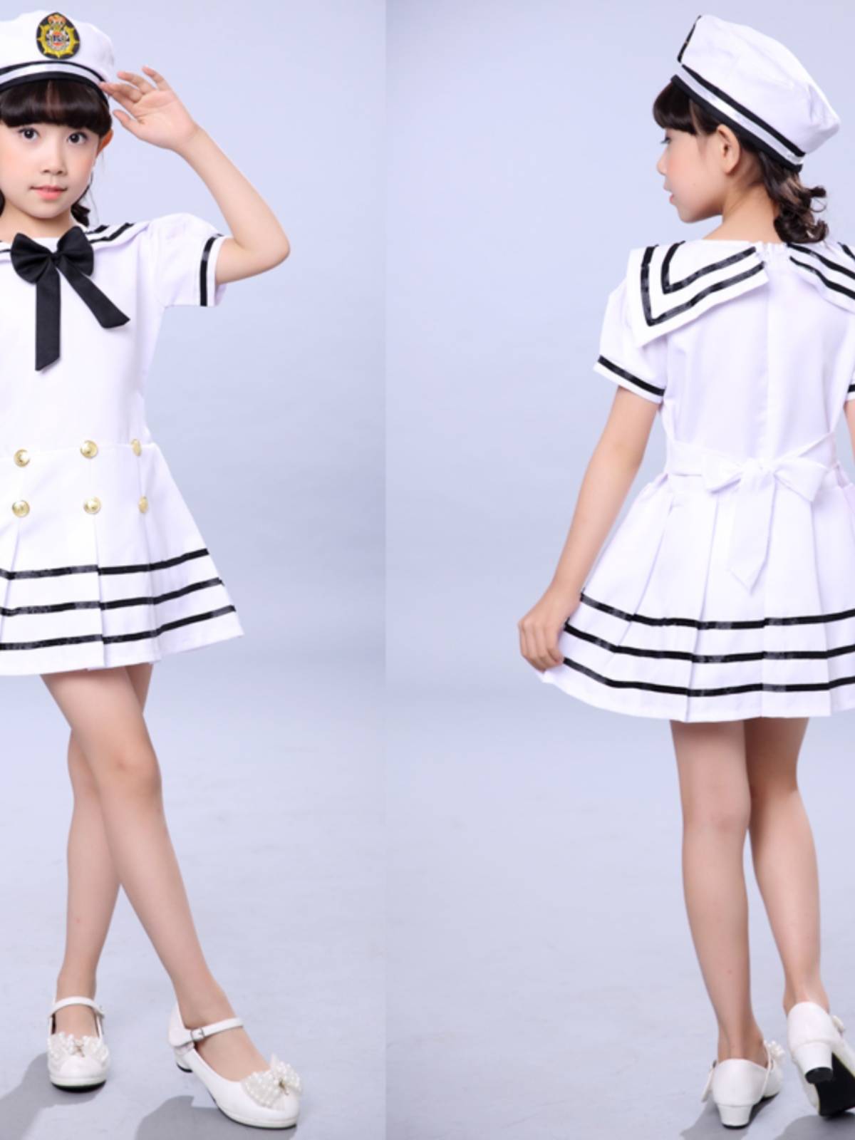 Children's Navy Chorus Server Army Sweat and Sailor Cable Cable AD Primary and Middle School Students Recitation Performance Set