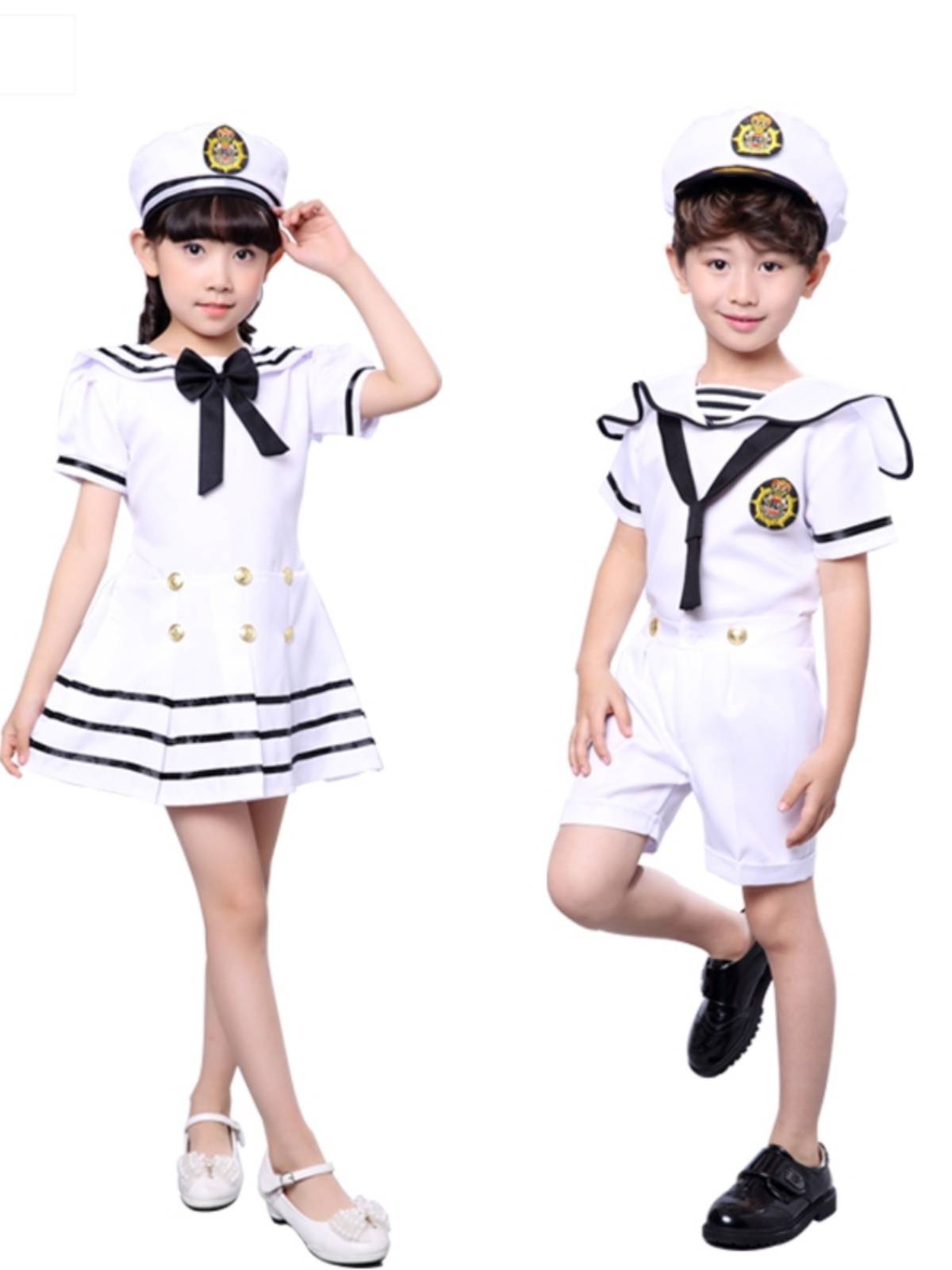 Children's Navy Chorus Server Army Sweat and Sailor Cable Cable AD Primary and Middle School Students Recitation Performance Set