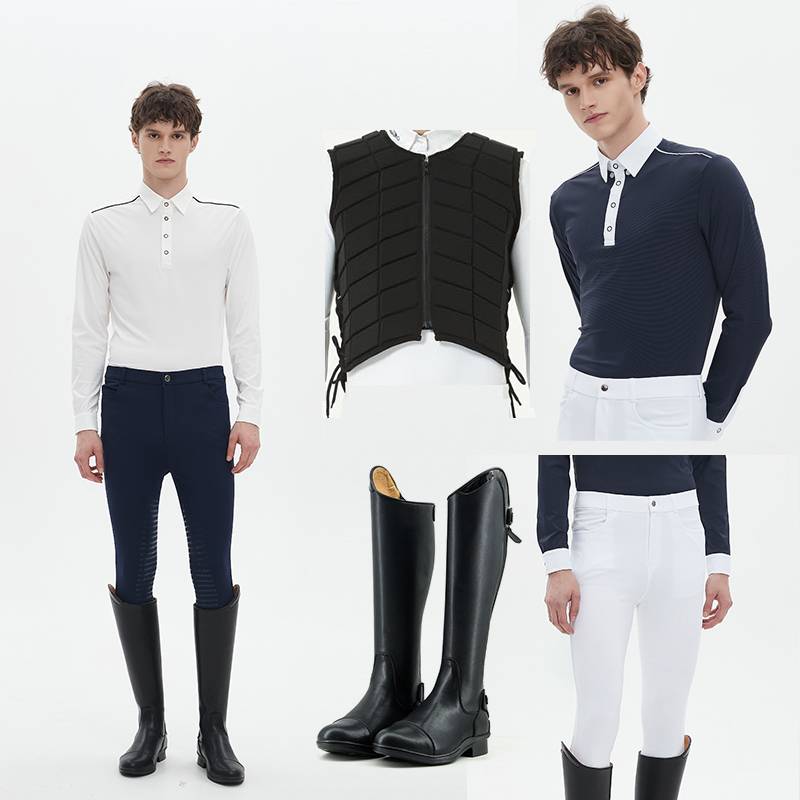 Beginners set professional equestrian equipment outdoor sports riding male riding helmet helmet long -sleeved long -sleeved boots full set