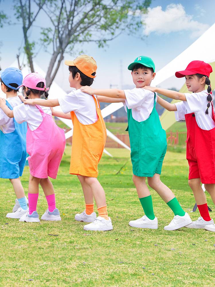 Children's dance clothing Girls' kindergarten graduation photo clothing young and small children's pure cotton color strap pants performance suit