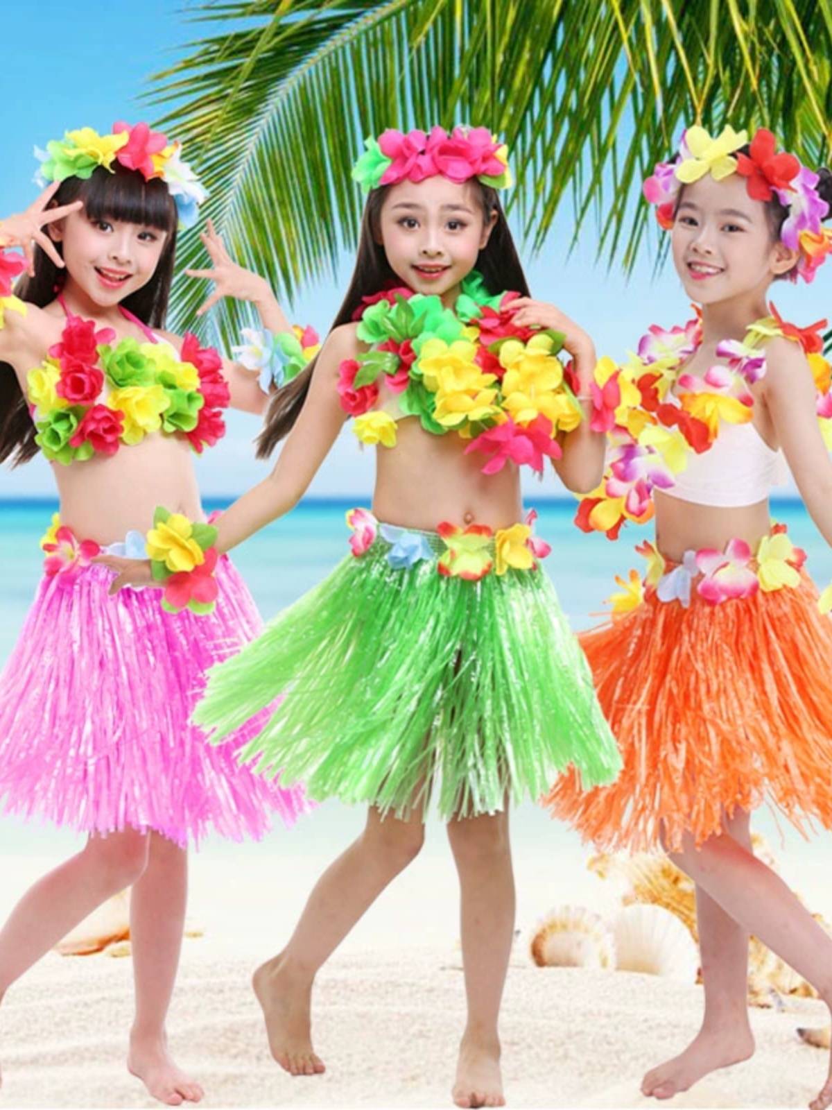 Liuyi Hawaiian Seaweed Dance Performance Clothing Children's Day Performance Proper Proper Boys Girls Girls Skirt Skirt