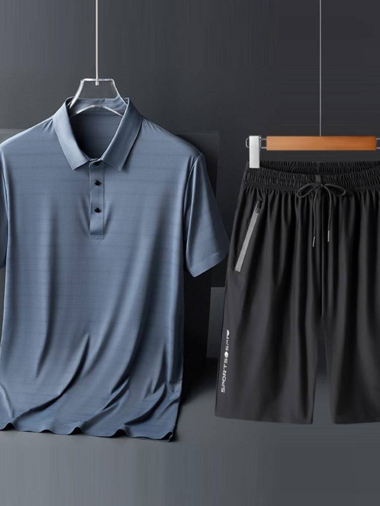 Jordan adapted dad short -sleeved T -shirt men's summer leisure middle -aged and elderly ice silk set father top half -middle -aged