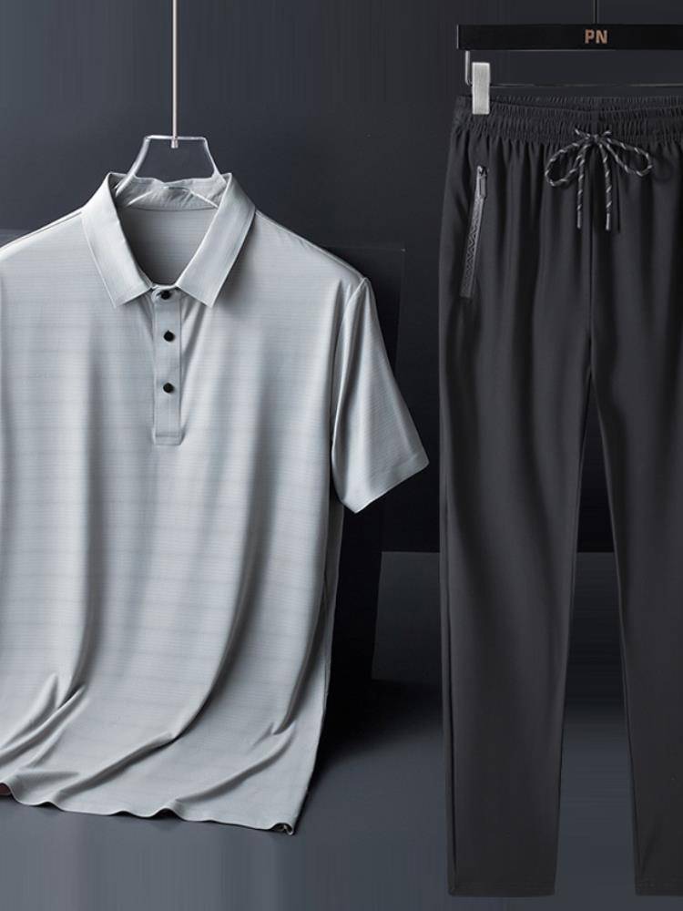 Jordan adapted dad short -sleeved T -shirt men's summer leisure middle -aged and elderly ice silk set father top half -middle -aged