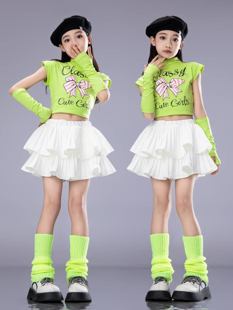Girls high -waisted jazz dance clothing girl dopamine model show show girl puffed skirt drum drum