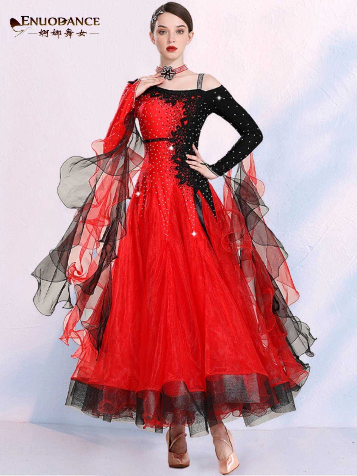 Granda Dance Girl Walz Tango Sencer imitation Olympic Drinking Dance Dance Skirts Competition National Standard Performance Modern Dance Skirt