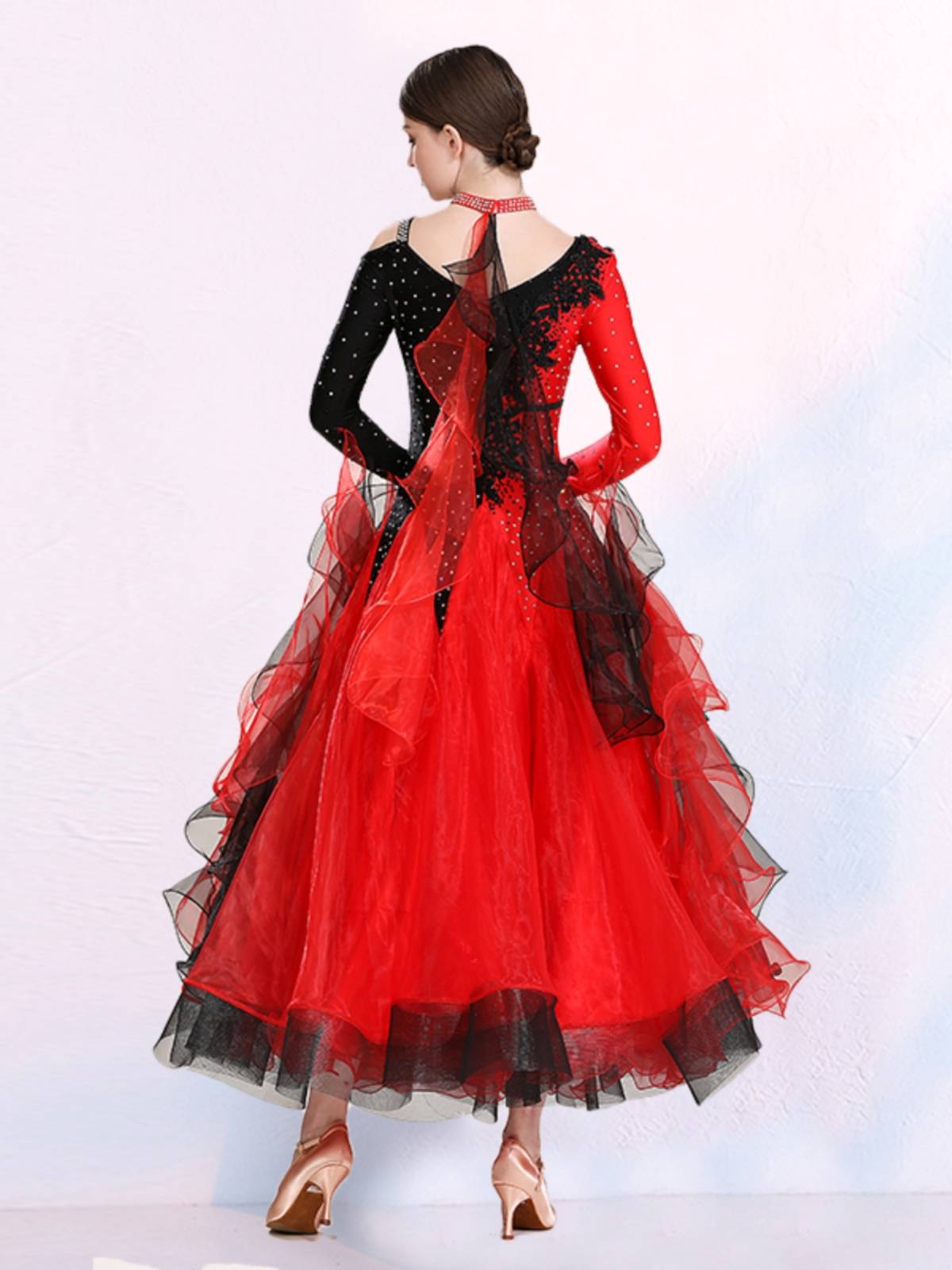 Granda Dance Girl Walz Tango Sencer imitation Olympic Drinking Dance Dance Skirts Competition National Standard Performance Modern Dance Skirt