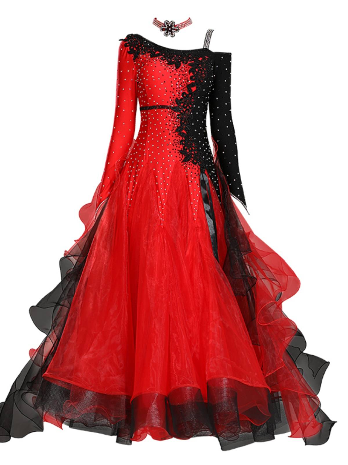 Granda Dance Girl Walz Tango Sencer imitation Olympic Drinking Dance Dance Skirts Competition National Standard Performance Modern Dance Skirt