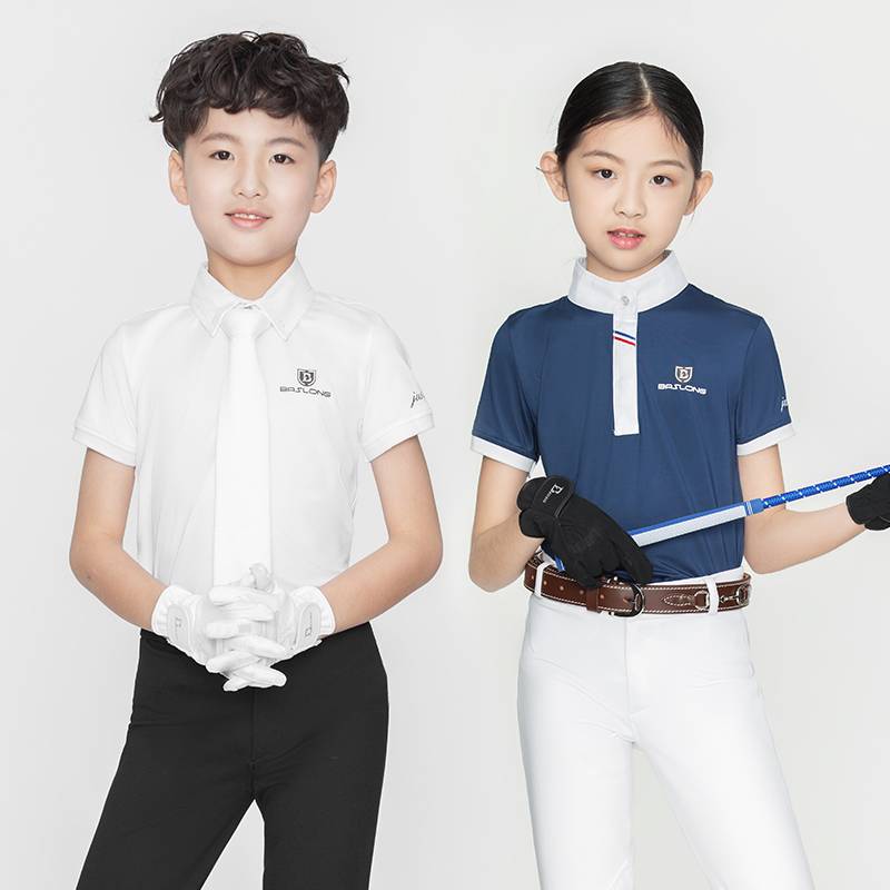 Children's Equestrian T -shirt Equestrian top male female equestrian short -sleeved POLO shirt knight clothes riding eight -foot dragon