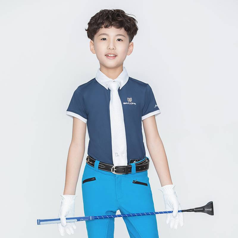 Children's Equestrian T -shirt Equestrian top male female equestrian short -sleeved POLO shirt knight clothes riding eight -foot dragon
