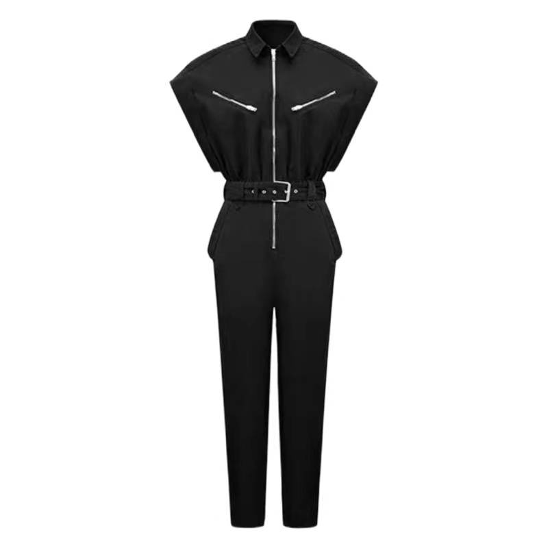 Story of Rose Liu Yifei Huang Yimei, the same casual small jumpsuit female milk FUFU motorcycle worker pants