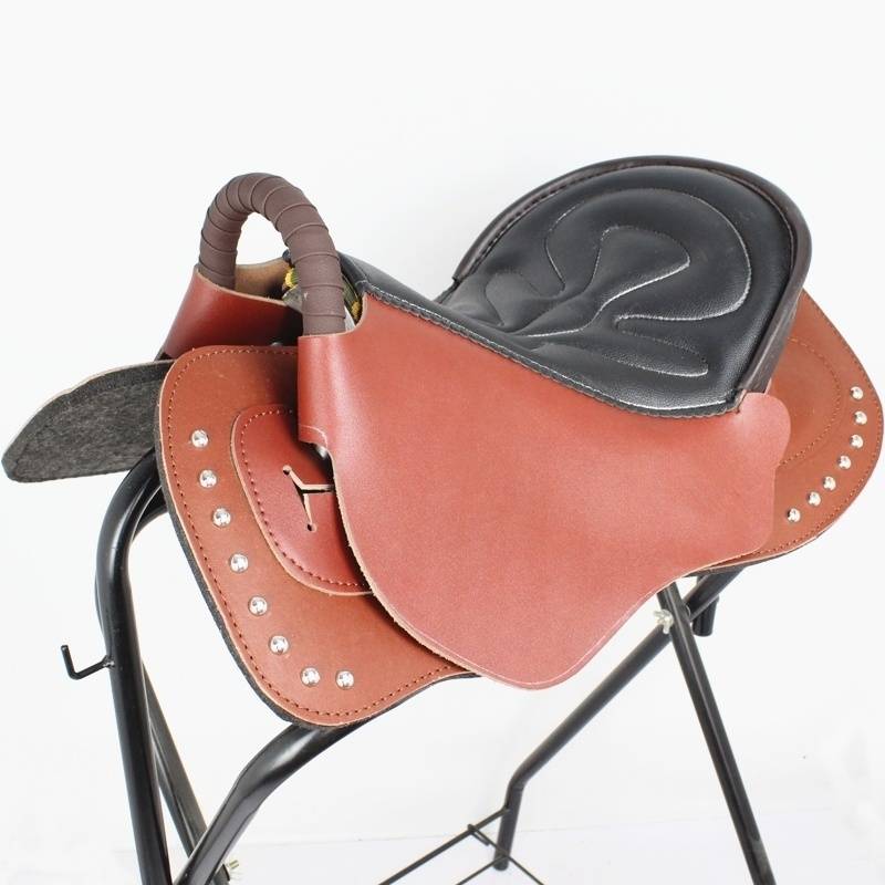 Red horse saddles with no parts