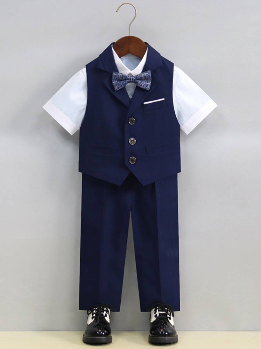 Boys dress summer Children's small suit set host back trousers handsome flower boy British style piano performance service
