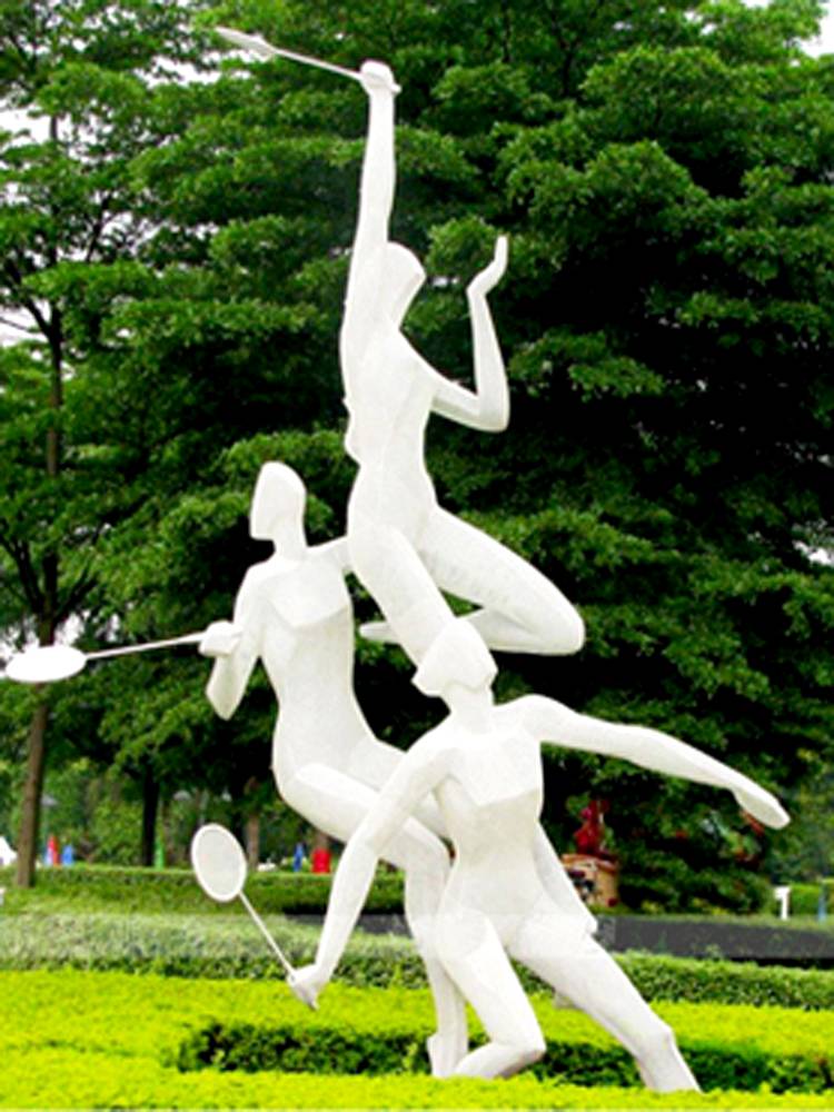 Customized FRP sports character sculpture running basketball badminton bicycle silhouette abstract garden decoration