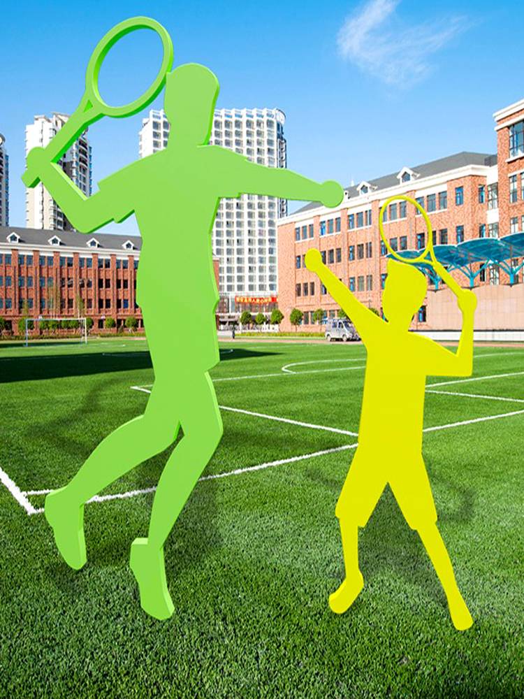 Customized FRP sports character sculpture running basketball badminton bicycle silhouette abstract garden decoration