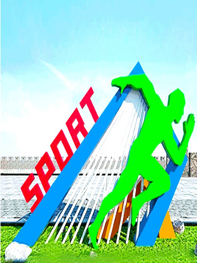 Customized FRP sports character sculpture running basketball badminton bicycle silhouette abstract garden decoration