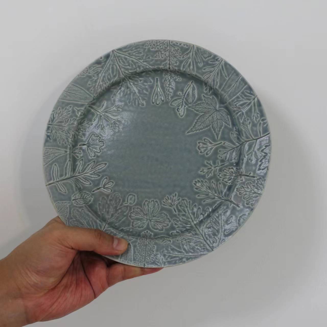 (Store Celebration) Japanese writer Koki Arai Lisai, Ceramic Disk Bowl White Lemon Yellow and Blue
