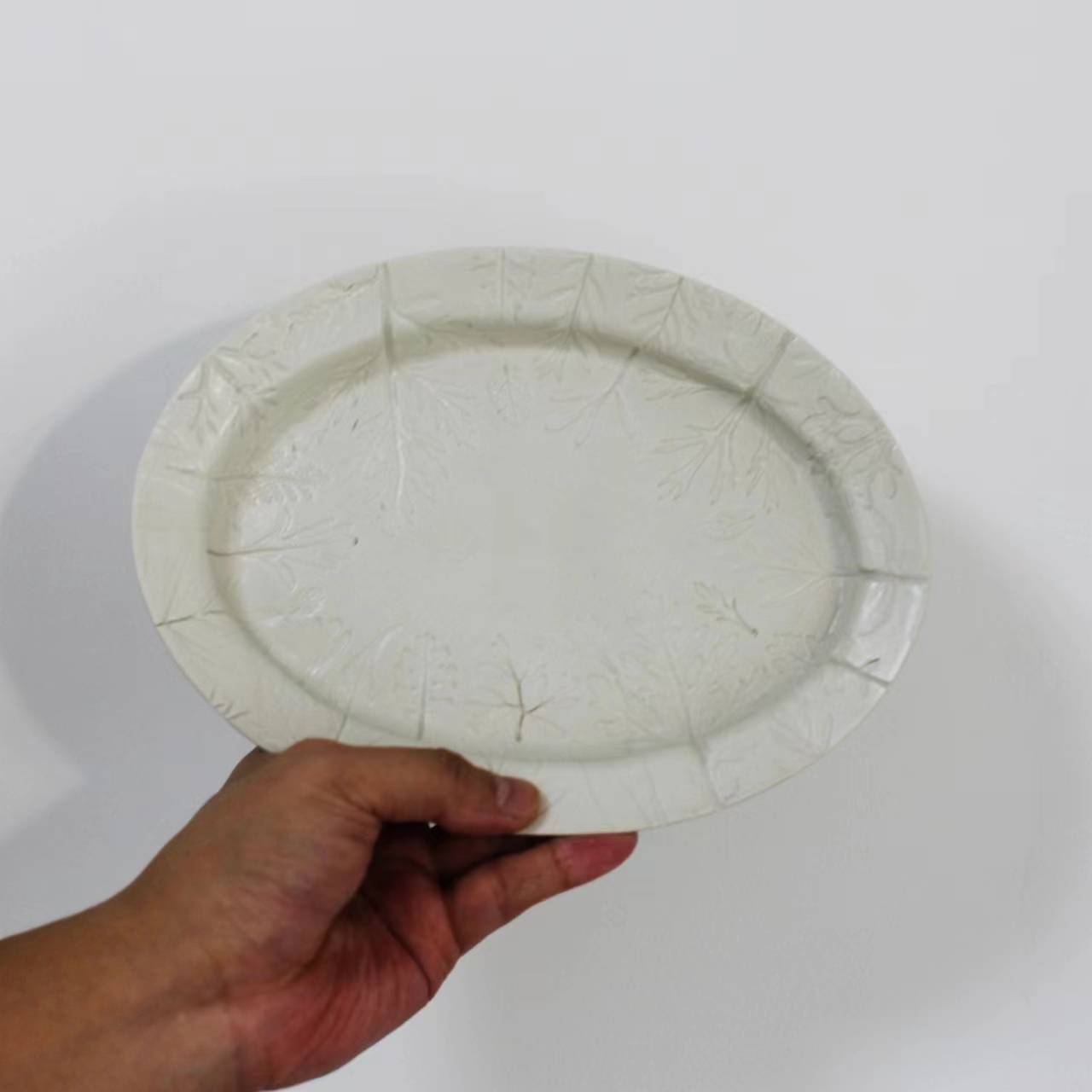 (Store Celebration) Japanese writer Koki Arai Lisai, Ceramic Disk Bowl White Lemon Yellow and Blue