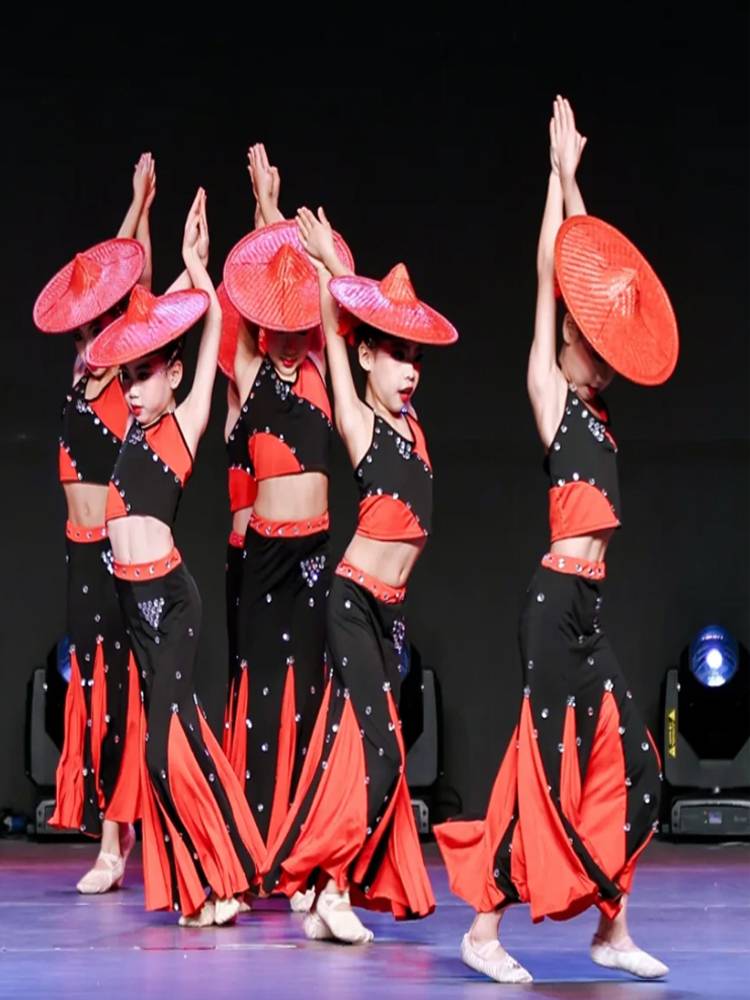 New Douyin Purple Golden Flower waist Girls Shan Ling same Dai Peacock Dance Children's Daughter Flower Performance Server Fish Tail Skirt