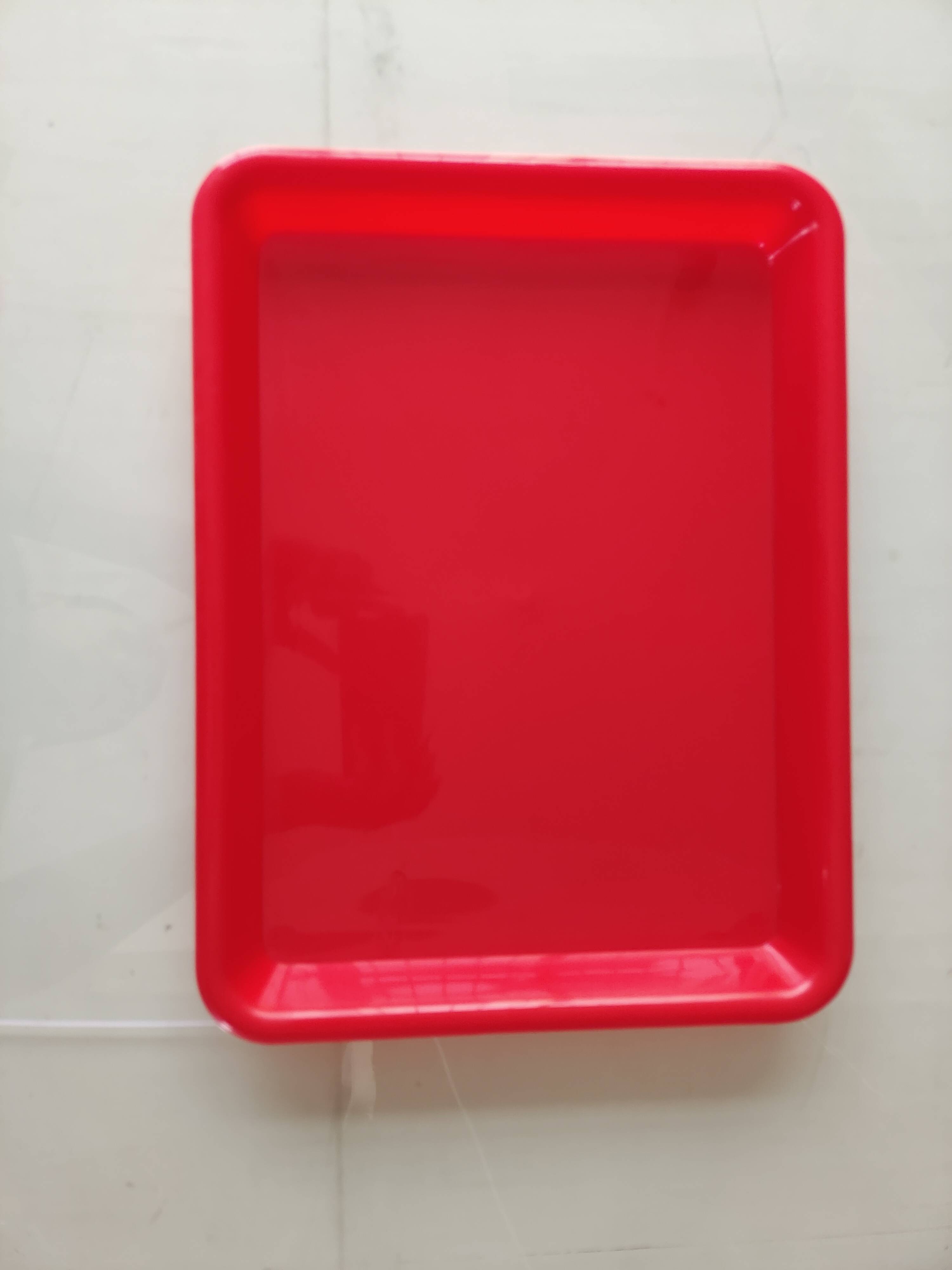 Red plastic tray