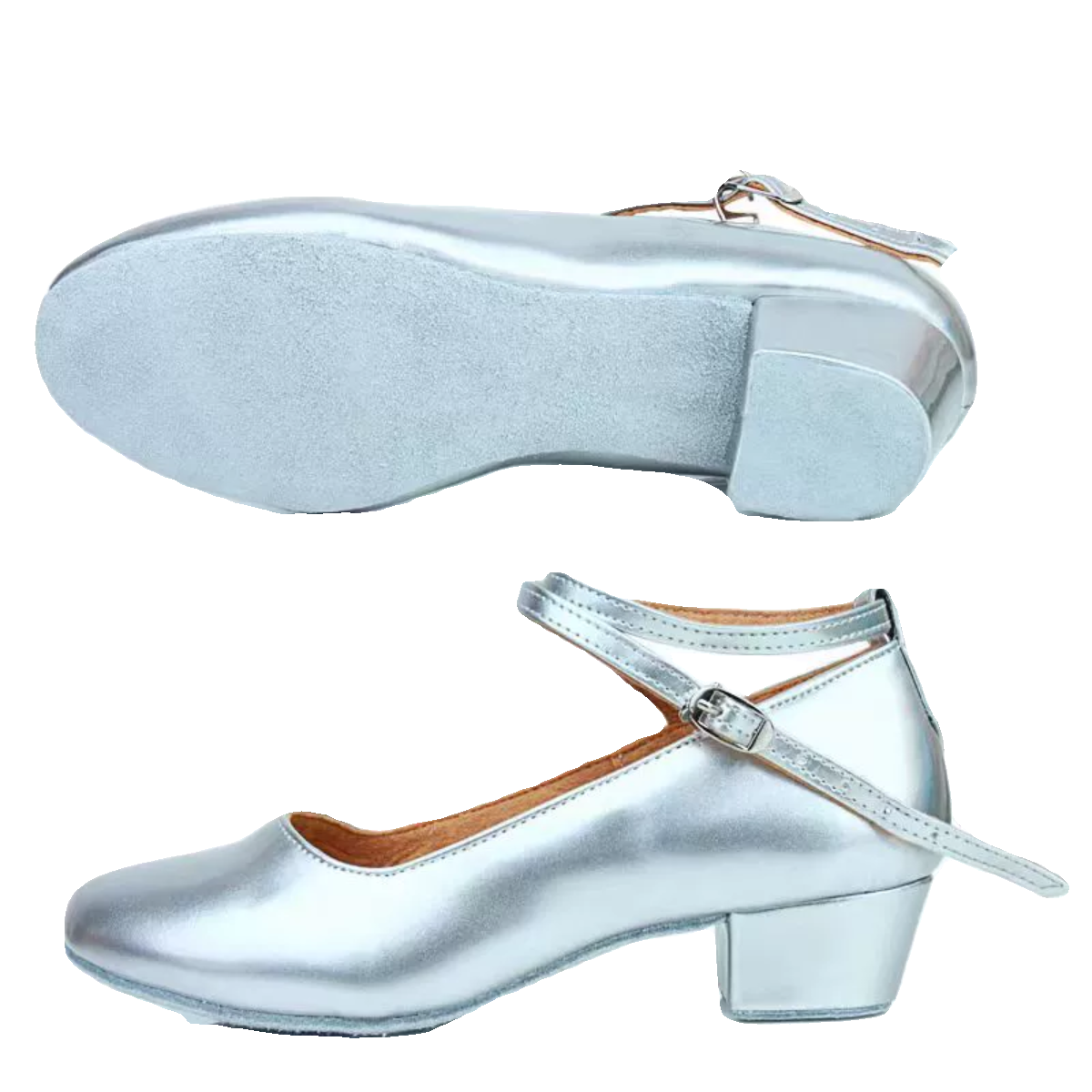 Latin dance shoes, golden heels, modern silver high -heeled Xinjiang Uighur shoes Uyghur dance shoes