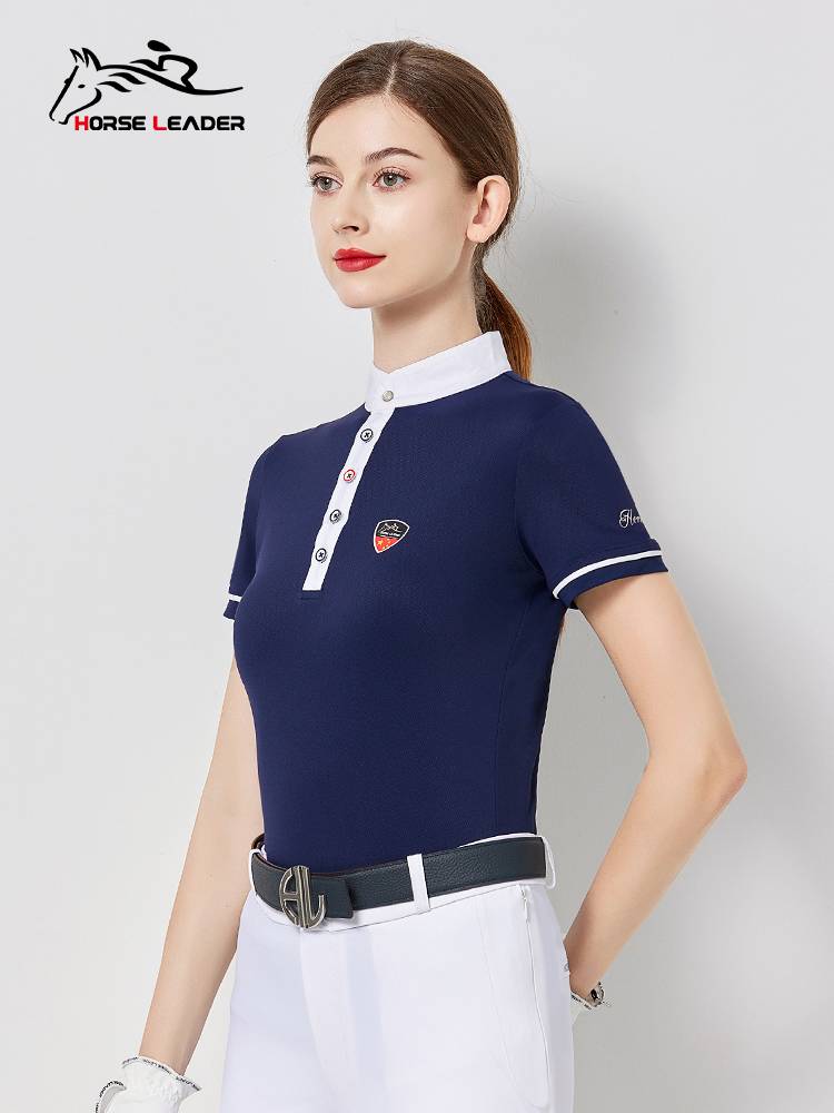 Summer thin -dried equestrian T -shirt women's horse -riding equipment Short -sleeved Polo shirt Horseleader