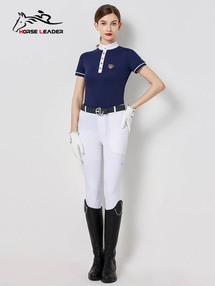 Summer thin -dried equestrian T -shirt women's horse -riding equipment Short -sleeved Polo shirt Horseleader
