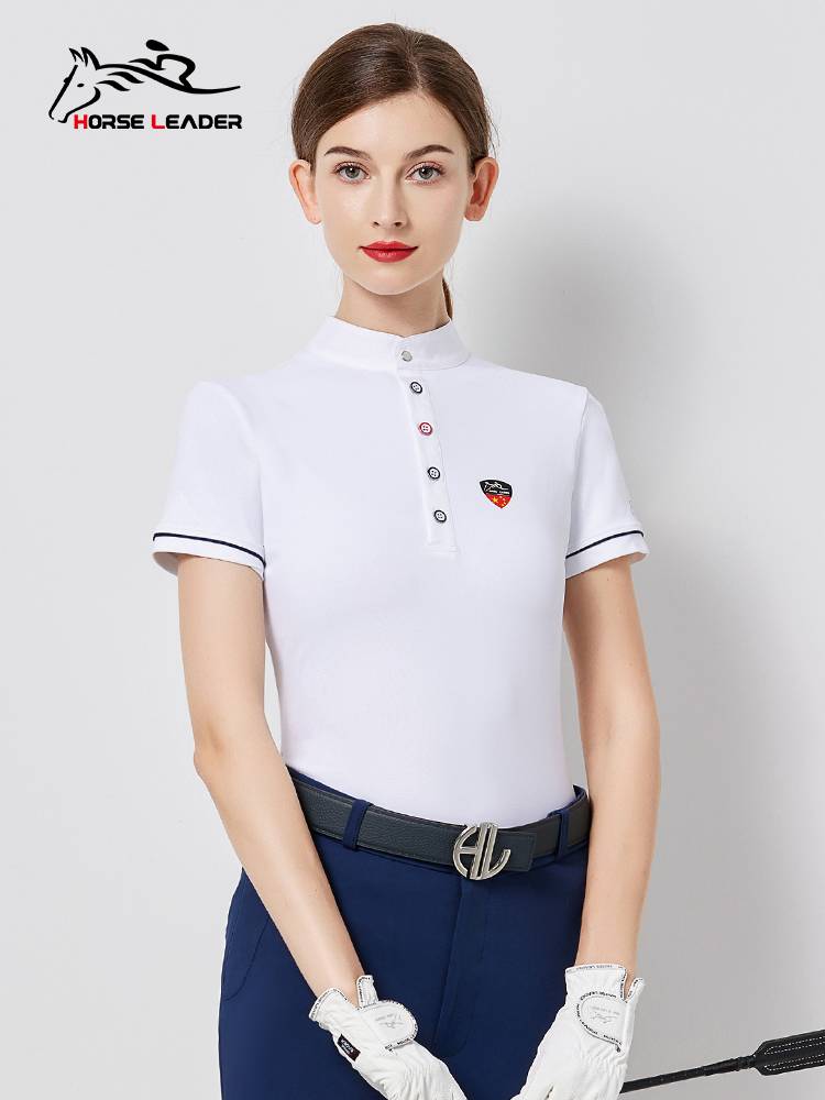 Summer thin -dried equestrian T -shirt women's horse -riding equipment Short -sleeved Polo shirt Horseleader