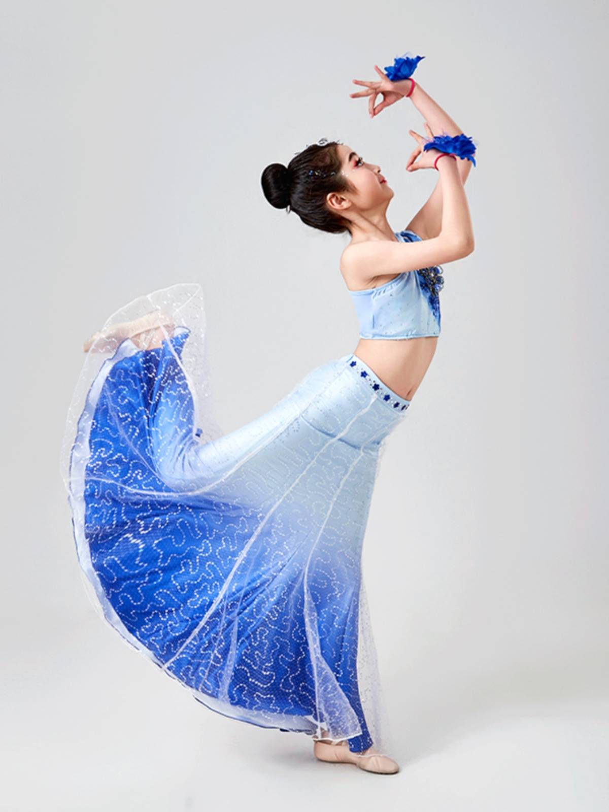 New children's Dai dance clothing elastic peacock dance performance clothing girl children Dai fish tail skirt performance suit