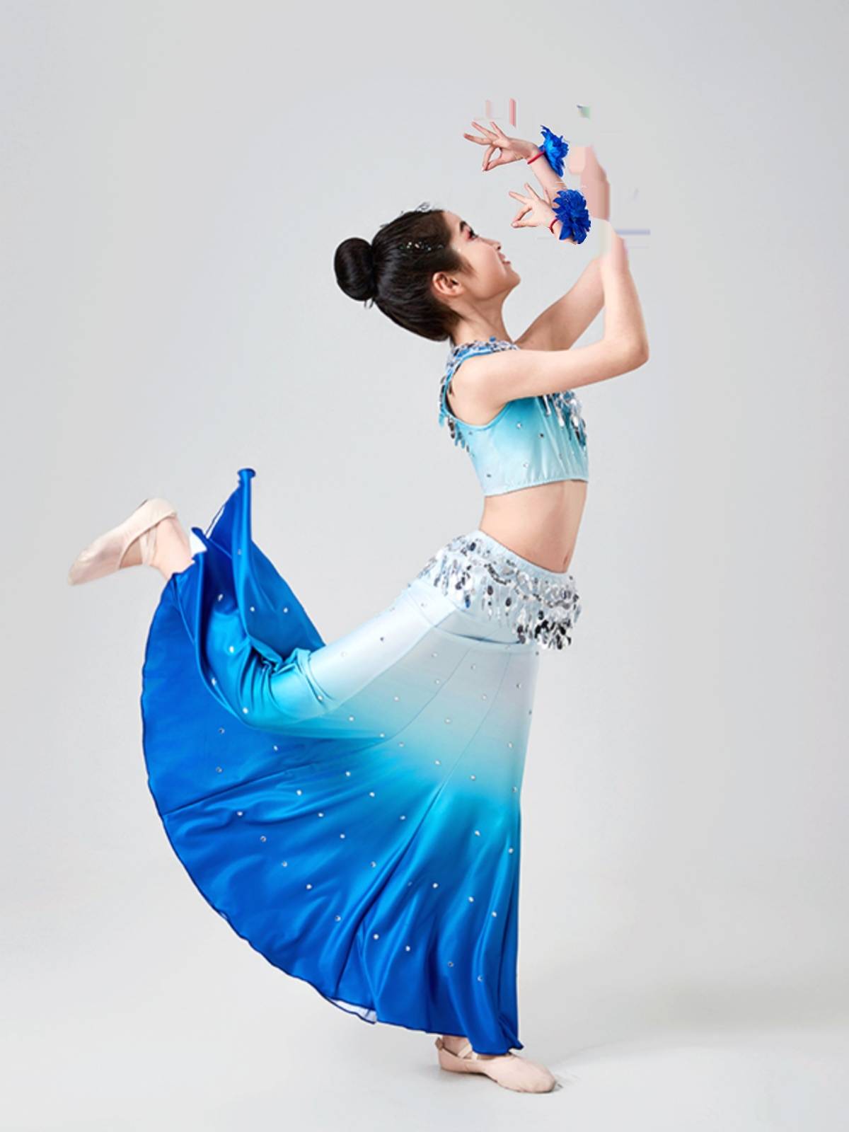 New children's Dai dance clothing elastic peacock dance performance clothing girl children Dai fish tail skirt performance suit