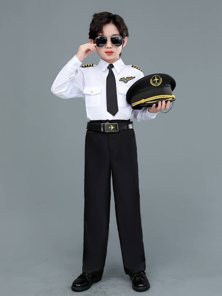 Children's Chinese Captain Air Sister Uniform Primary School Student Vests Airlines Pilot's Walk Show Performance Professional Clothing