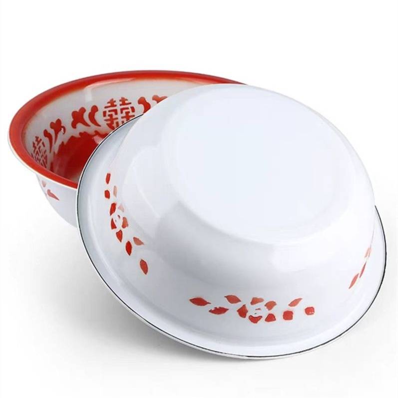 Retro enamel pot wedding products old -fashioned nostalgic porcelain home with iron washing pots soaked foot, washing vegetable basin