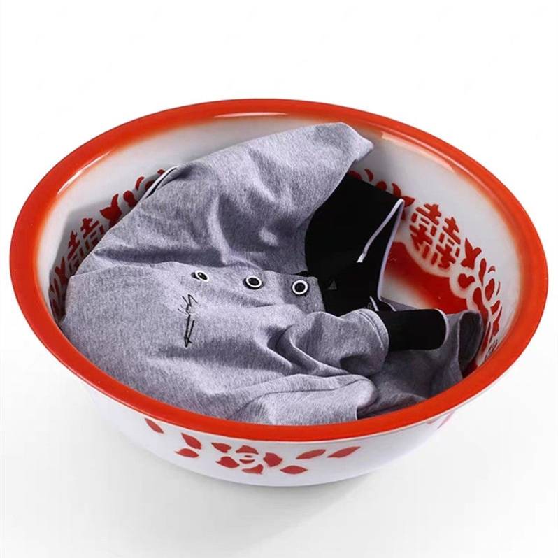 Retro enamel pot wedding products old -fashioned nostalgic porcelain home with iron washing pots soaked foot, washing vegetable basin