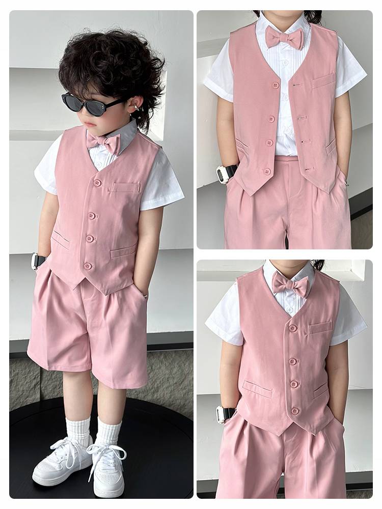 Handsome boy dress host clothing summer children's suit suit male birthday flower girl photography show
