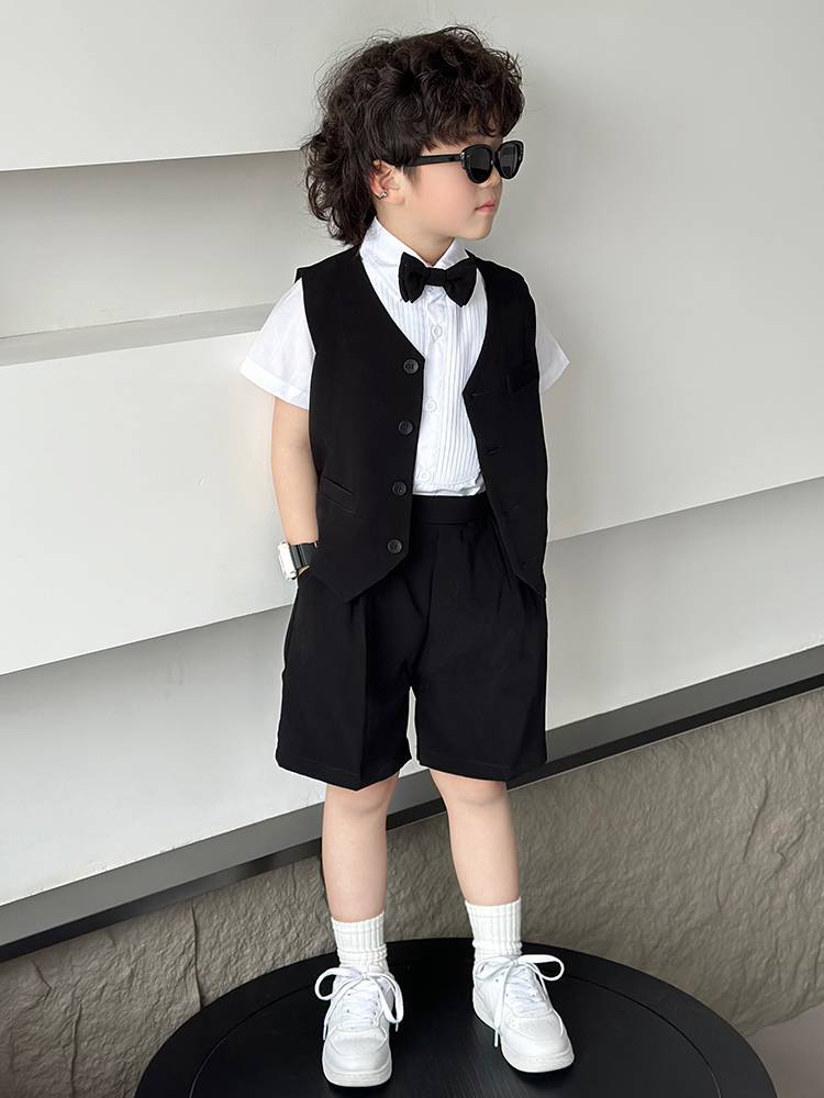 Handsome boy dress host clothing summer children's suit suit male birthday flower girl photography show