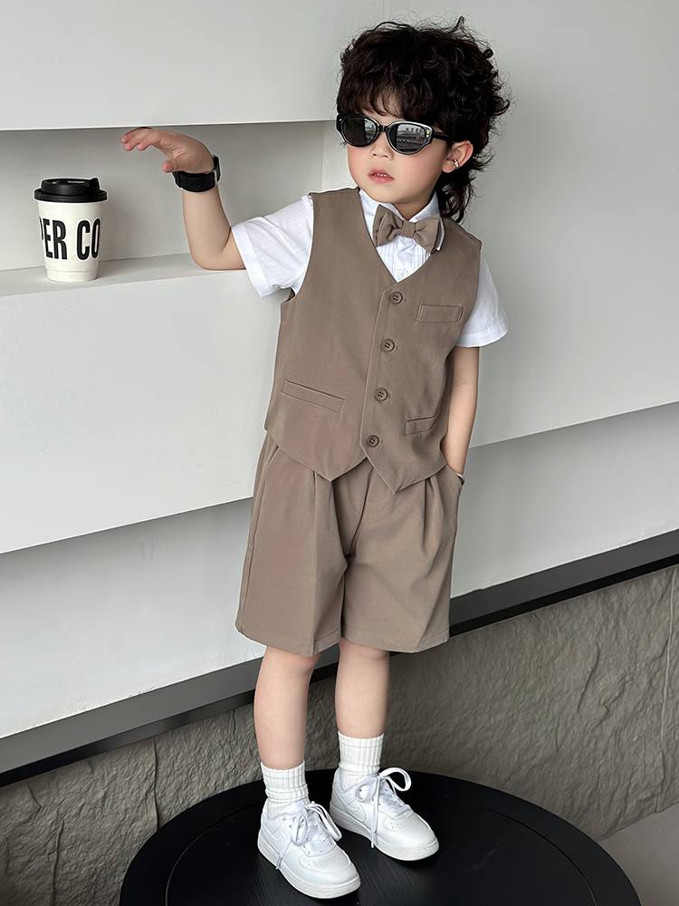 Handsome boy dress host clothing summer children's suit suit male birthday flower girl photography show