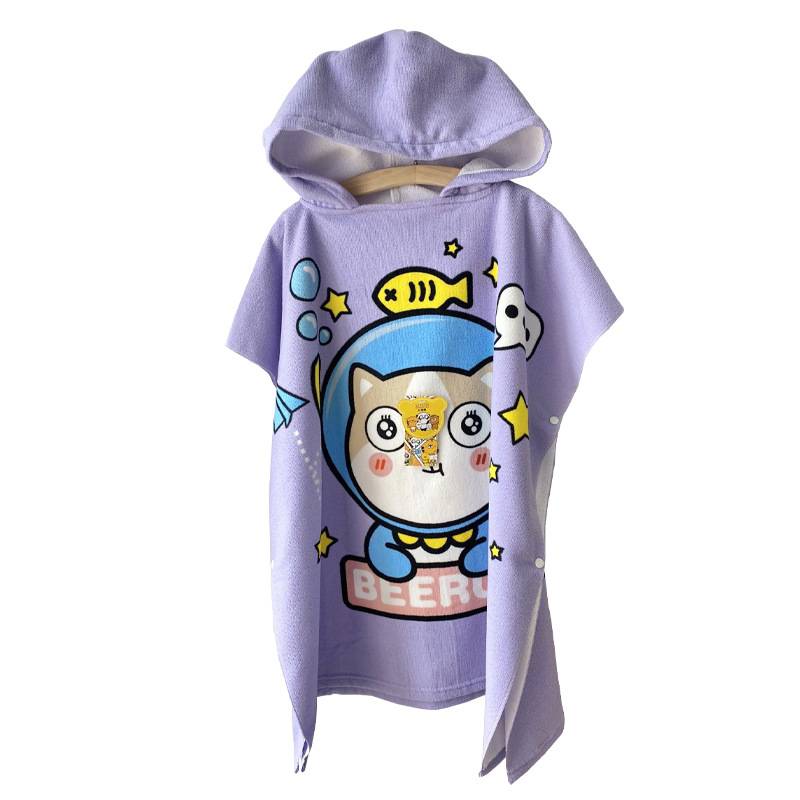 Men's and female children's hooded bath towels capers, fast -drying cartoon can wear bath towels, swimwear swimwear cloak, summer