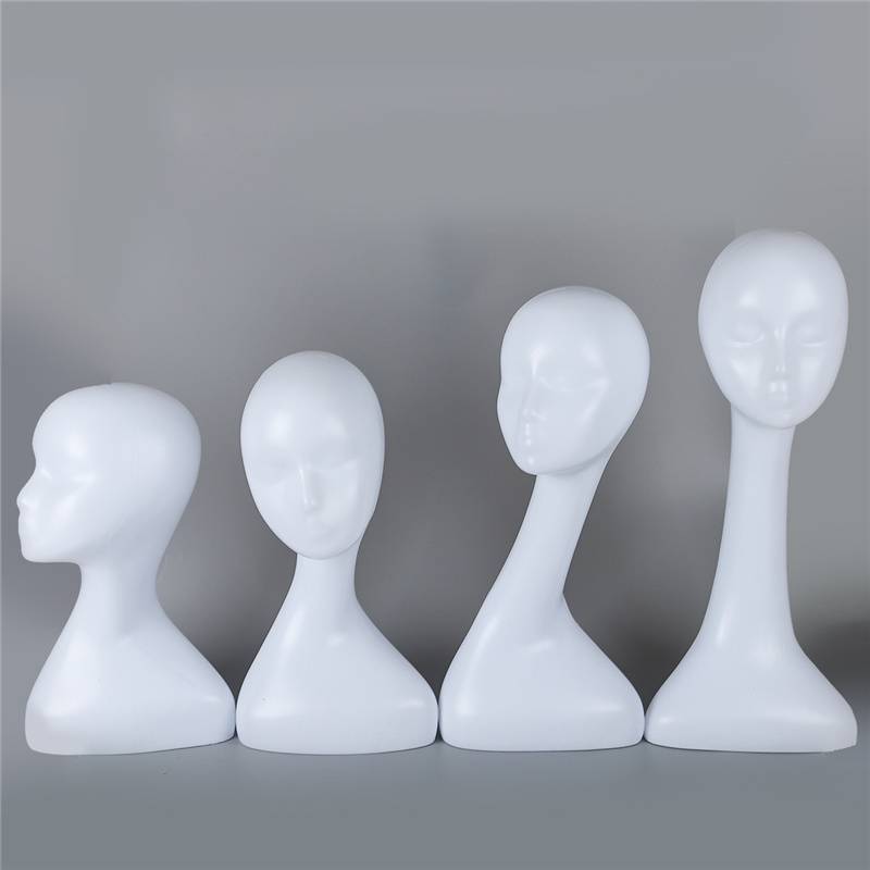 Personal female model fake head white female head mold fake development shows plastic head mold abstract head hat scarf display rack