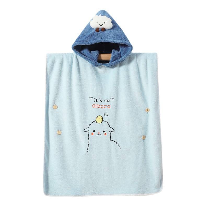 Children's bath towel cable hooded bathrobe coral velvet baby baby baby summer swimming bath, warm winter hot spring hot springs