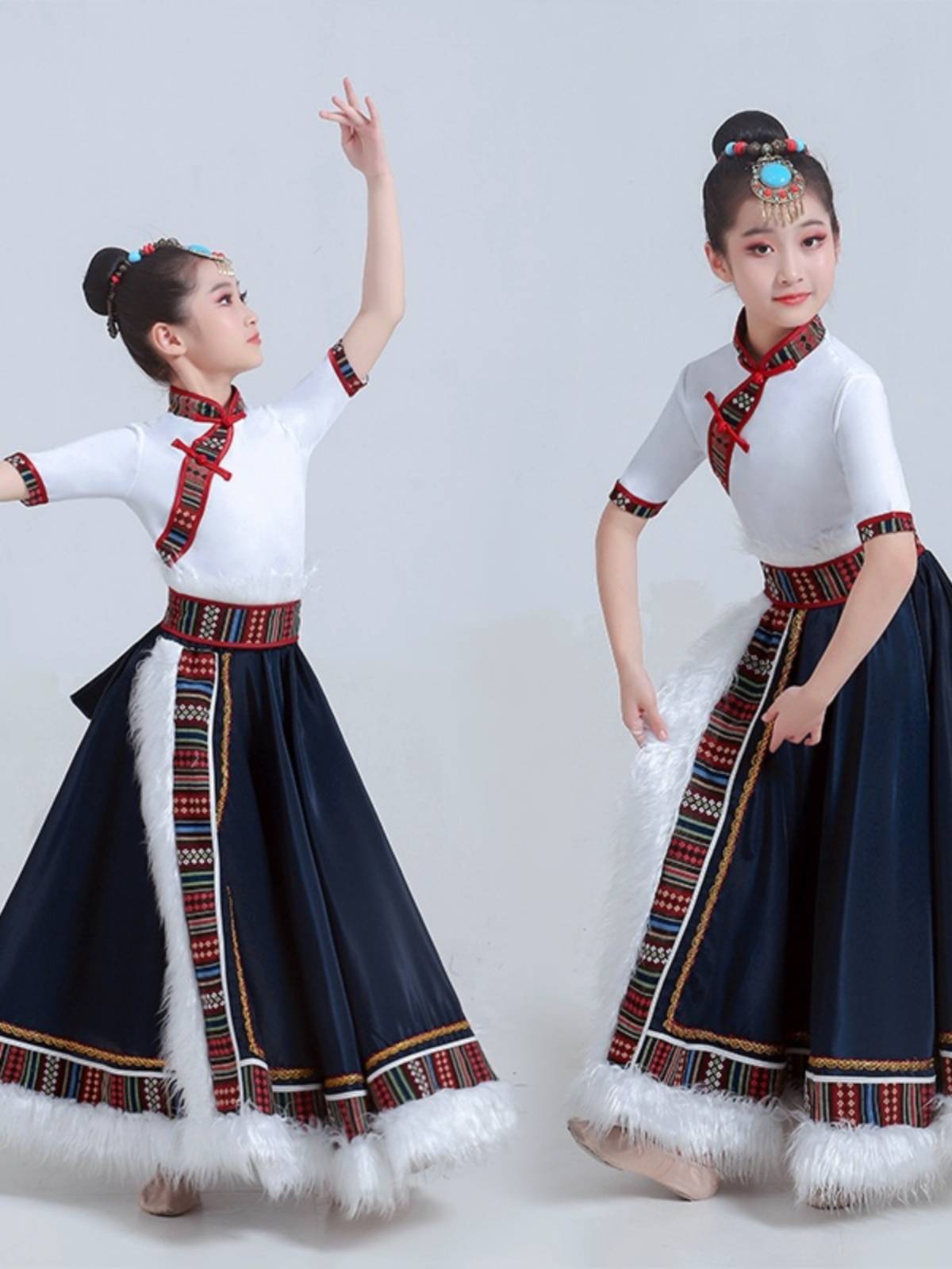 New children's Tibetan performance clothes Tibetan dance clothing performances, drama national stage Tibetan clothing girl clothing
