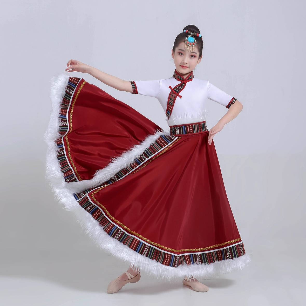 Wine red - skirt + top + belt (360)