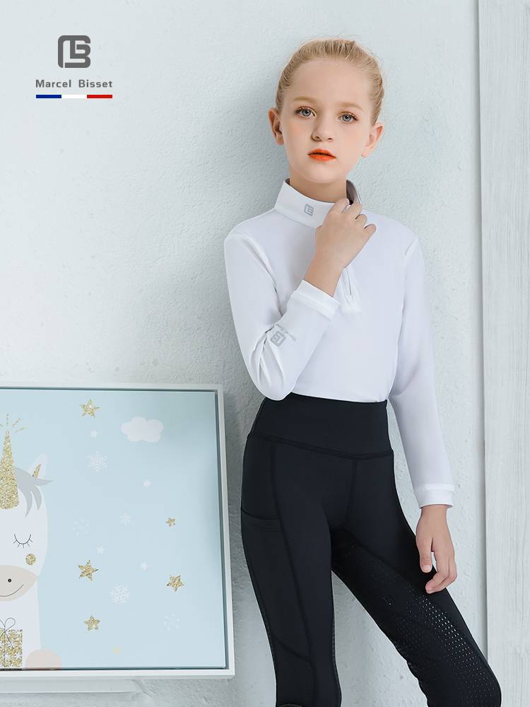 New Children's Equestrian Top Spring and Summer Riding Long Sleeve Terry Tie Children's Cavaliers Series Walling Series Long Sleeve 122