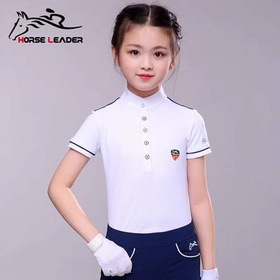 Summer Equestrian T -shirt Short -sleeved Children's Equestrian Clothing Knight Equipment Fast drying and high bomb equestrian equipment POLO