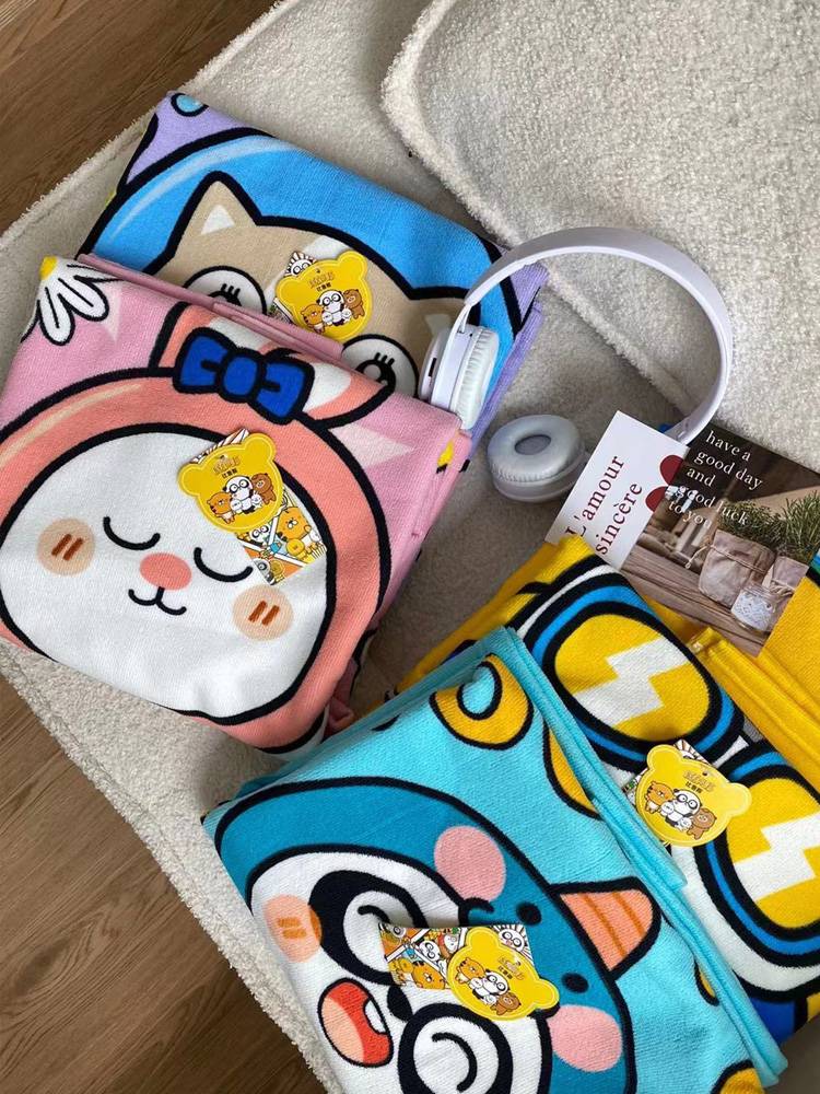 Children's bath towel cloak, bathrobe, wearing boys, girls, babies, swimming, bathing, towels fast dry sand towel