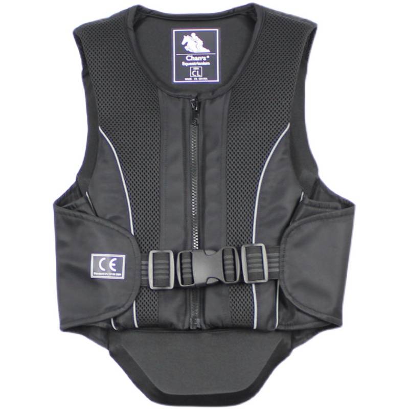 Accomplishment of the horse and child ' s safety and protection of young boys and girls against the vest and fall vests of the horse
