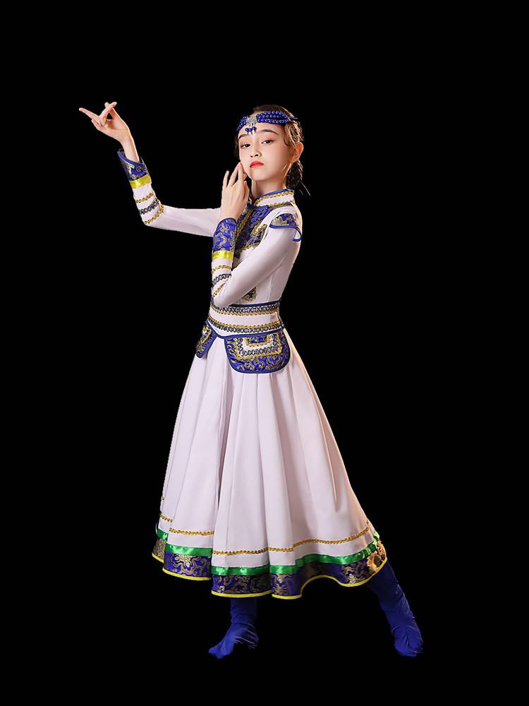 Children's Mongolian Dance Performance Clothing White Horse Hongyan Top Cook Dance Chopsticks Dance Ethnic Stage Performance Service