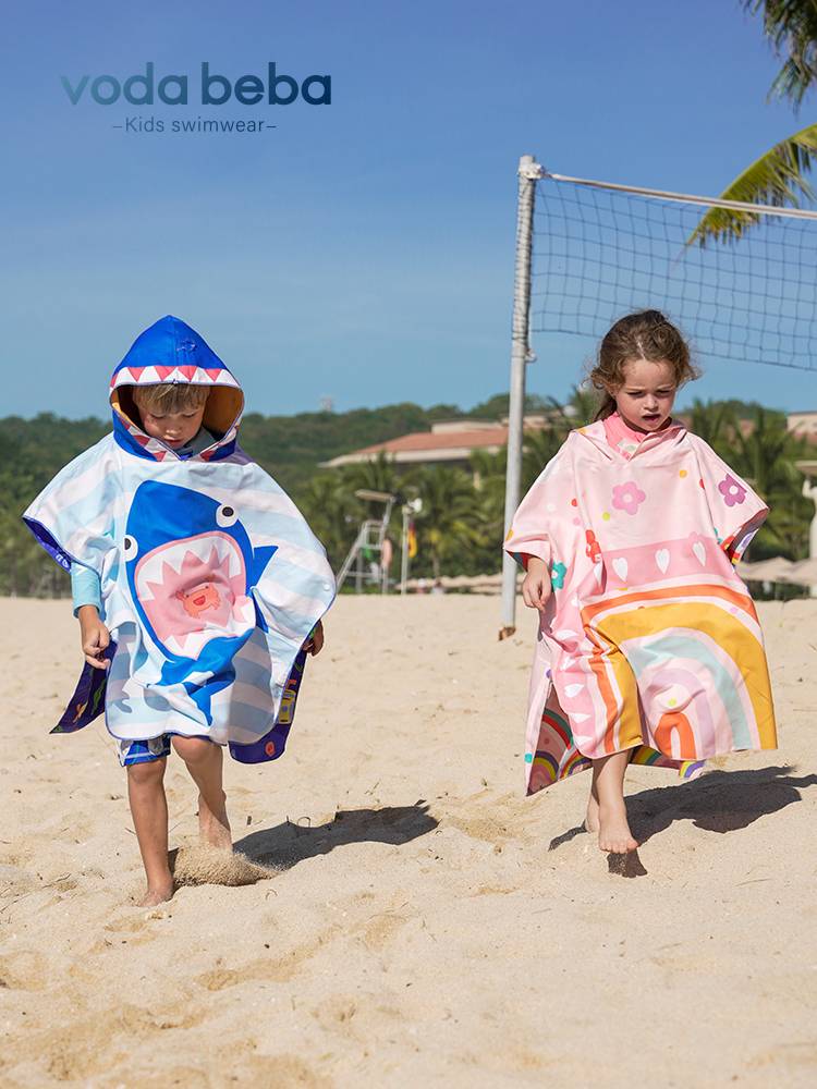vodabeba Children's bathrobe, water absorption, fast dry bath towels, swimming beach towel, girl boy baby